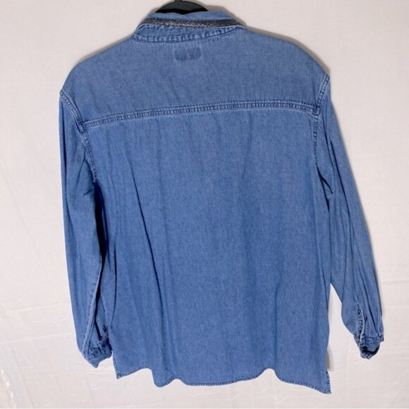 Vintage Bobbie Brooks Med Wash Denim Embroidered Button Up Top XL - Picture 2 of 15